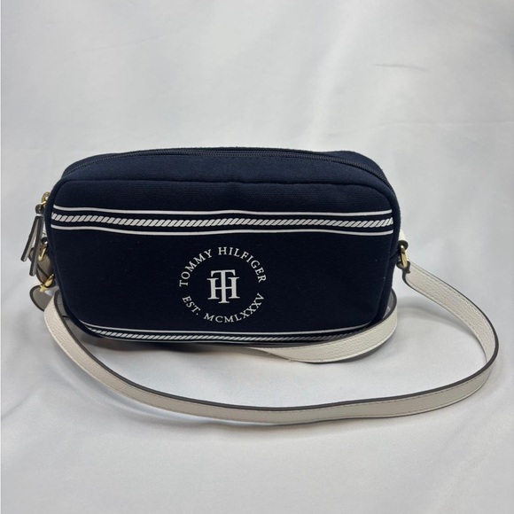 Tommy Hilfiger Blue and White Belt Bag Sporty Design